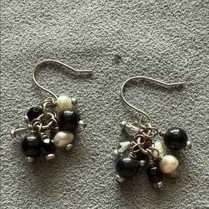 Beads on silver earrings